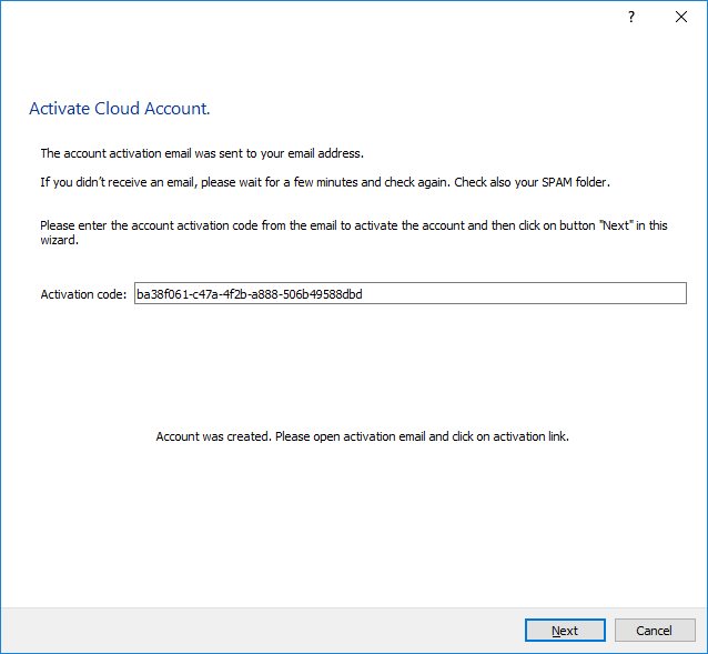 Activate cloud account